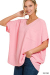 Oversized Dolman Staple Vneck Blouse