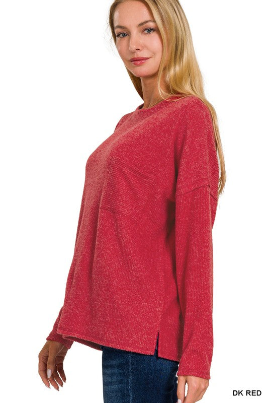 Soft Ribbed Sweater w/ Pocket