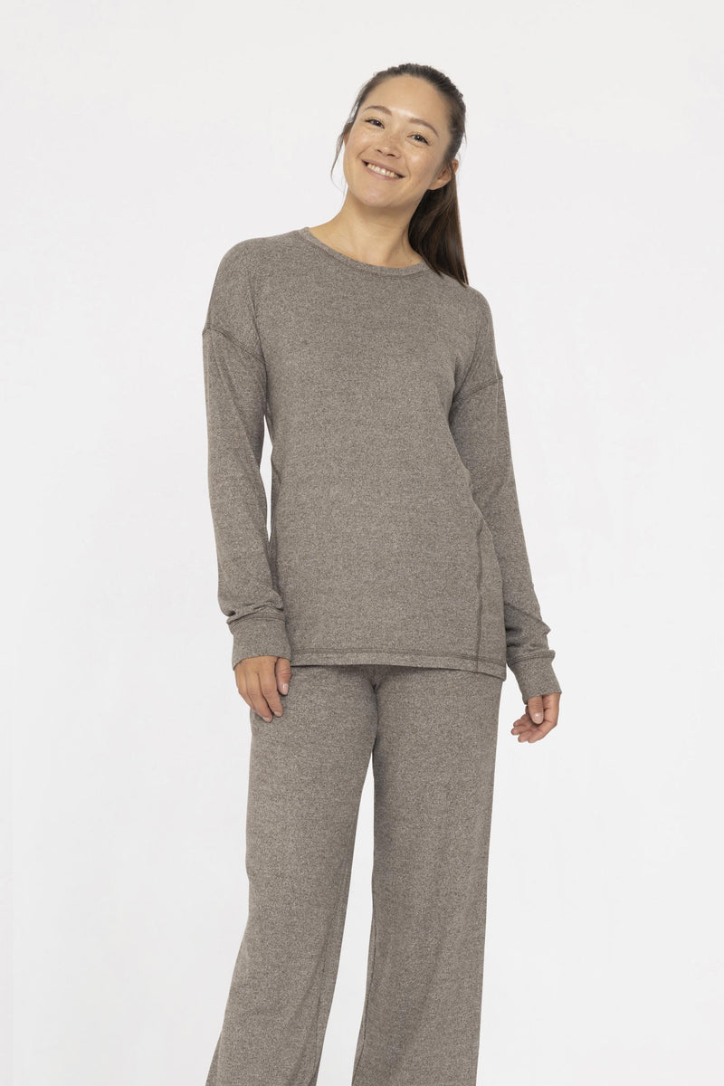 Soft and Cozy Brushed Crew Neck LS Top