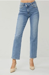 High Rise Crossover Straight Leg Jeans