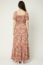 Short Sleeve Smocked Floral Maxi Dress