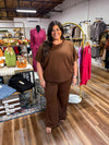 Mal's Scuba Curbed Hem Top & Pants Set