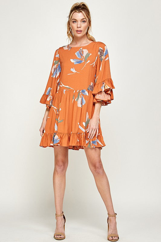 Printed Ruffled Dress
