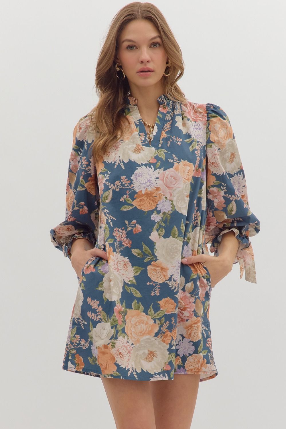 Pretty Please Floral Tie Sleeve Dress