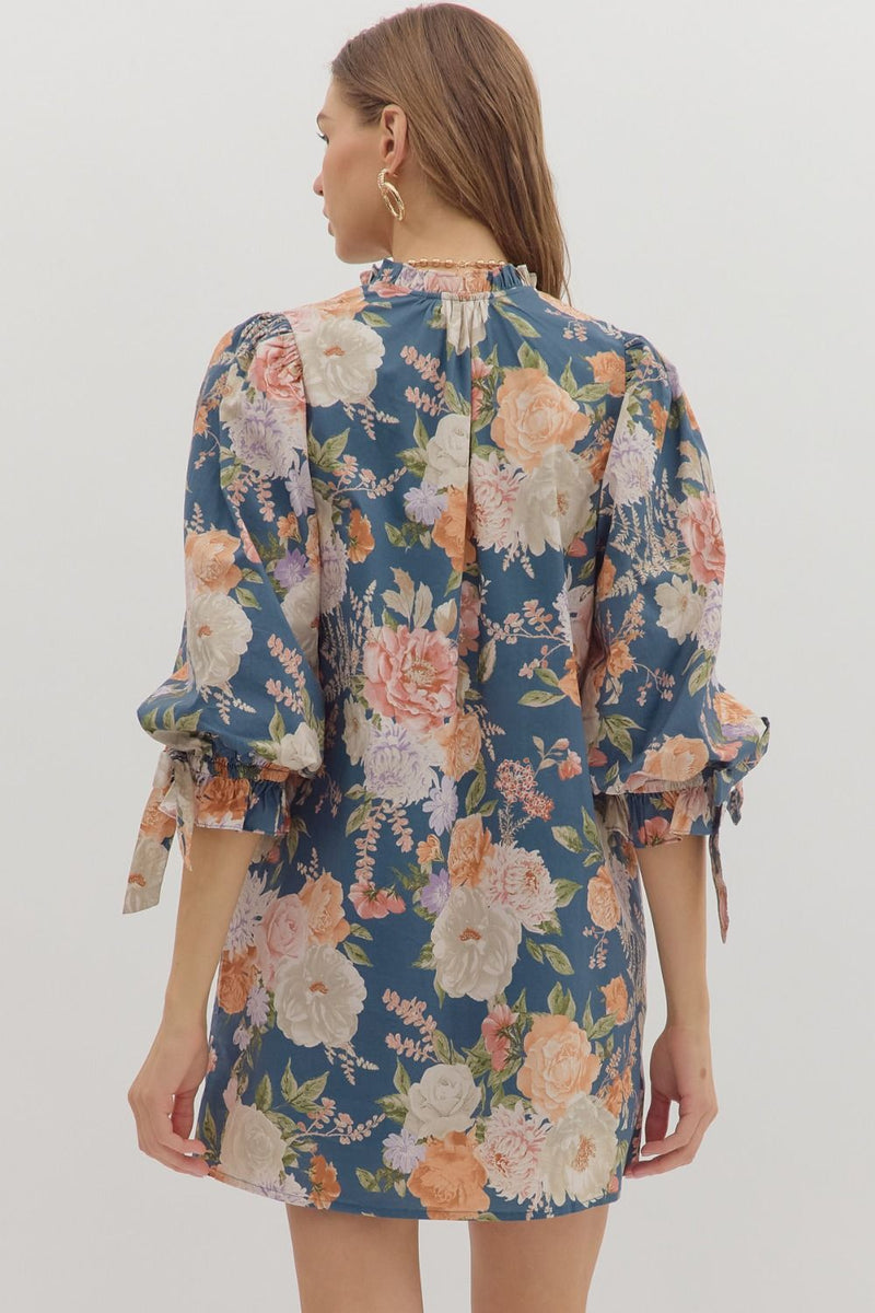 Pretty Please Floral Tie Sleeve Dress