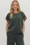 Own The Moment Leopard Trim Top
