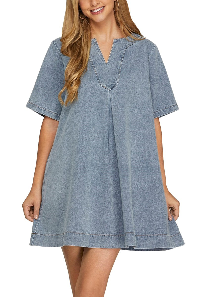 Out West Sleeved Denim Dress