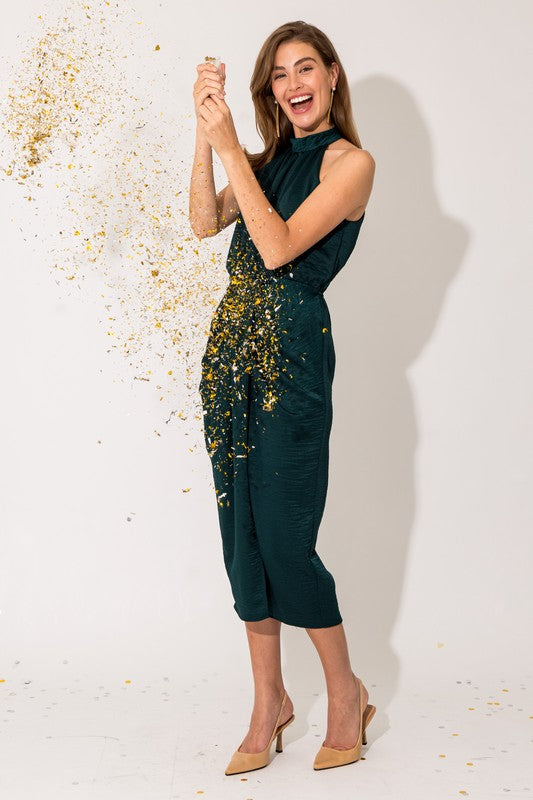 Event Ready Halter Midi Dress