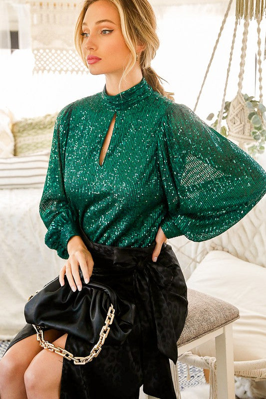 Sequins High Neck Blouse