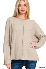 Ribbed Center Seam Dolman Top