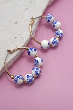 Blue Ceramic Hoop Earrings