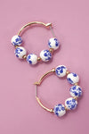 Blue Ceramic Hoop Earrings