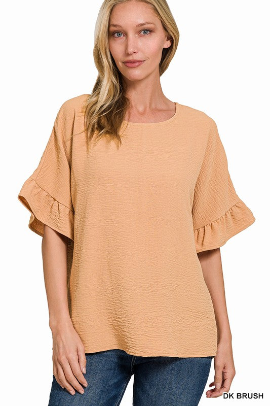 Woven Ruffle Airflow Top
