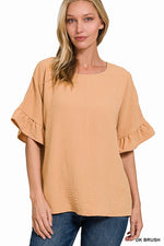 Woven Ruffle Airflow Top