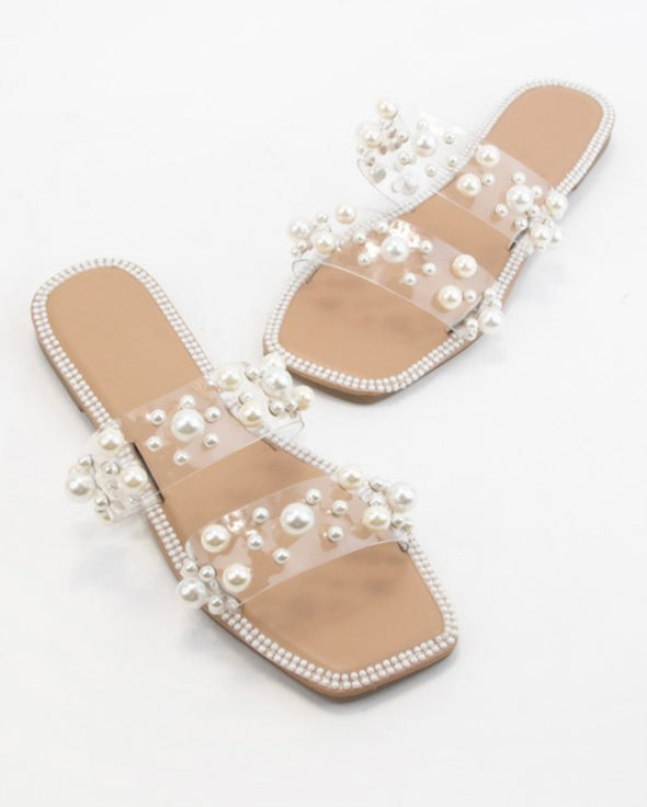 Clear Strap Pearl Slides