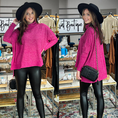 Make It Magenta Cow Girl Neck Sweater