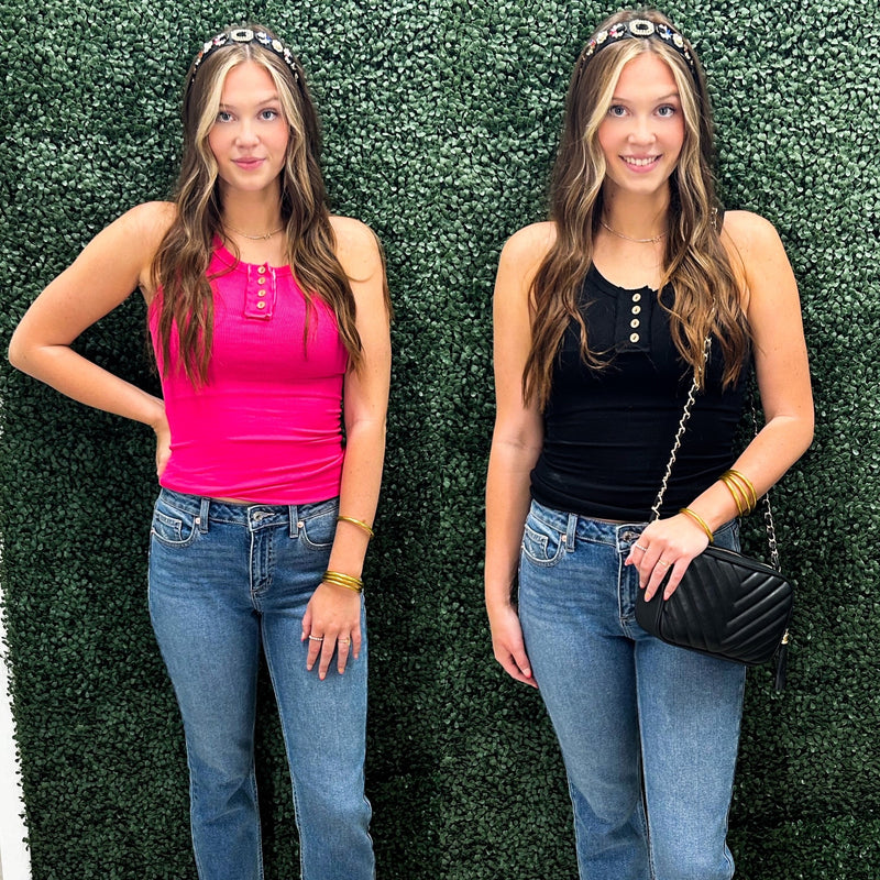 Ribbed Henley Tank