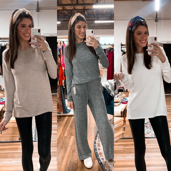 Soft and Cozy Brushed Crew Neck LS Top