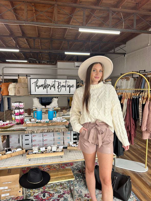 Vegan Leather Paperbag Shorts