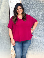 Oversized Dolman Staple Vneck Blouse