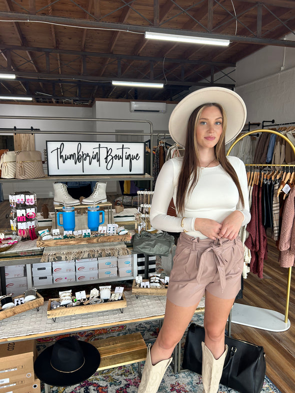 Vegan Leather Paperbag Shorts