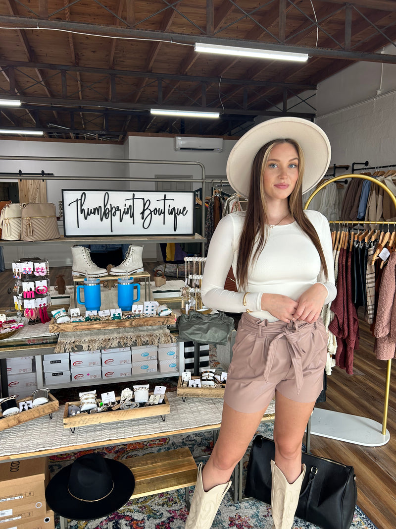 Vegan Leather Paperbag Shorts