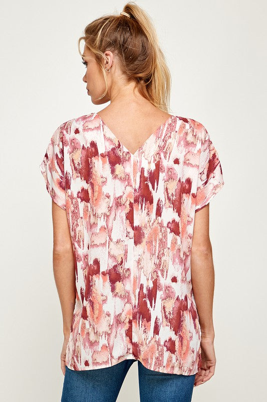 Isabella's Printed Vneck Blouse