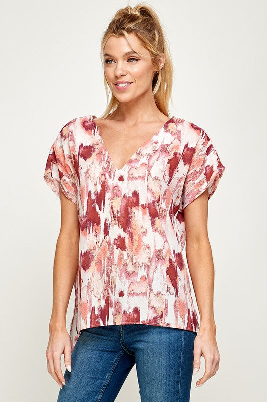 Isabella's Printed Vneck Blouse