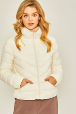 Zip Up Puffer Jacket With Storage Bag