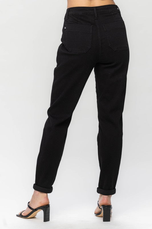Jet Black Double Roll Cuff Jogger