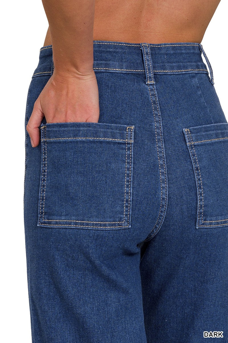 High Waist Wide Leg Stright Denim Pants