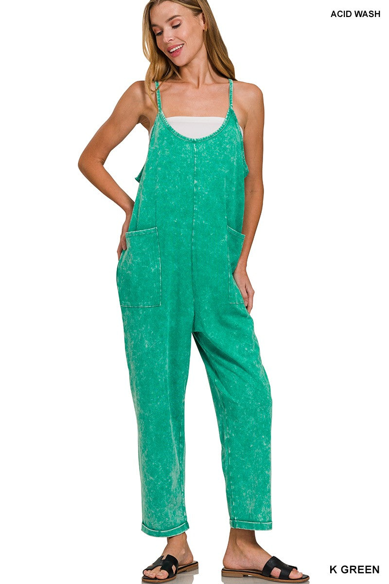 Washed Spaghetti Strap Jumpsuit