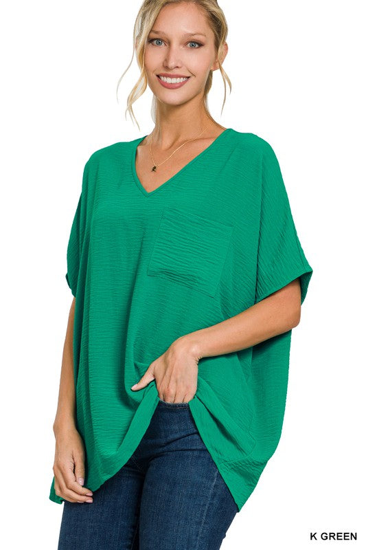 Oversized Dolman Staple Vneck Blouse