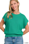 Round Neck Short Dolman Sleeve Sweater