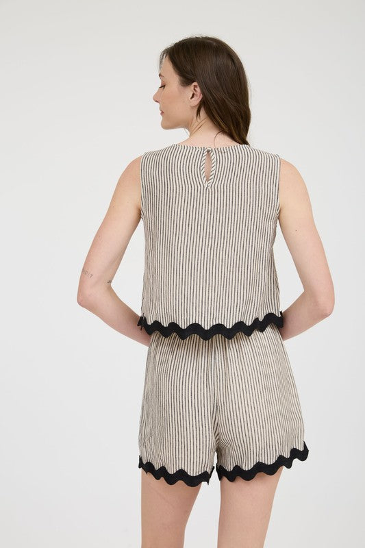 Sadie's Striped Wave Hem Mini Shorts
