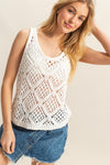 Open Stitch Scoop Neck Sleeveless Top