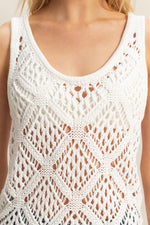 Open Stitch Scoop Neck Sleeveless Top