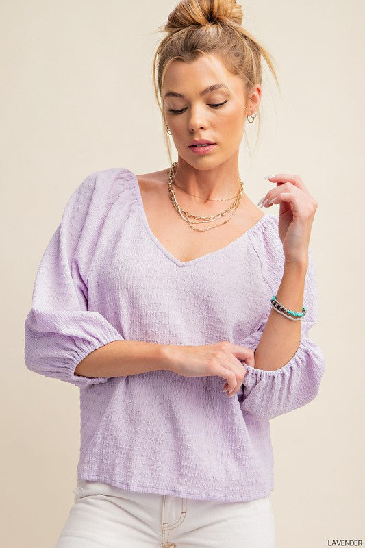 Soft and Stretchy Texture Vneck Blouse