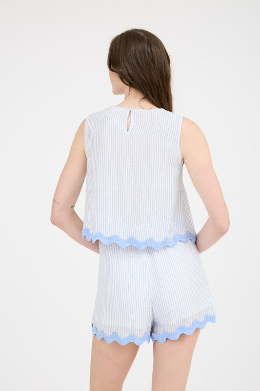 Sadie's Stripe Wave Hem Trim Top