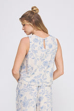 When In Greece Linen Floral Top