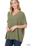 Oversized Dolman Staple V-Neck Blouse