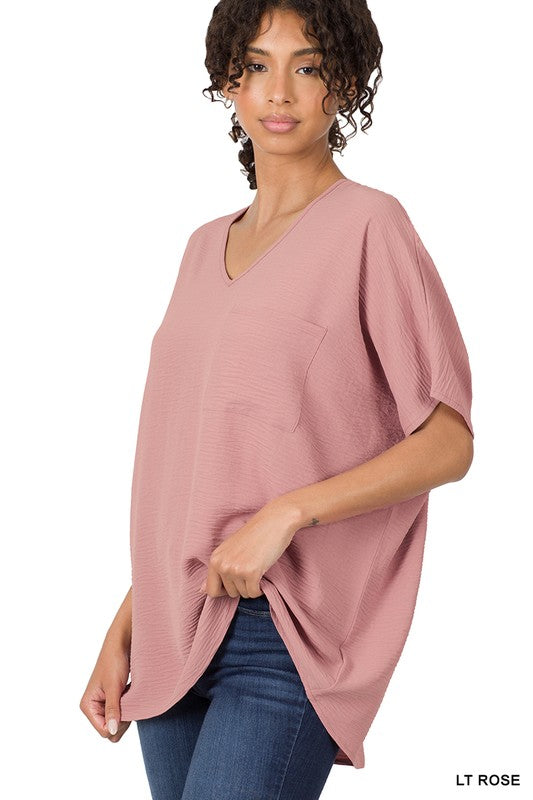 Oversized Dolman Staple Vneck Blouse