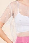 Rhinestone and Pearl Mesh Top