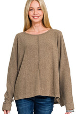 Ribbed Center Seam Dolman Top