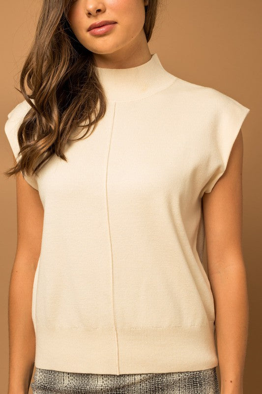 Cream Mockneck Sweater Top