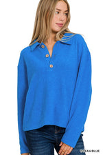Brushed Button & Collared Sweater