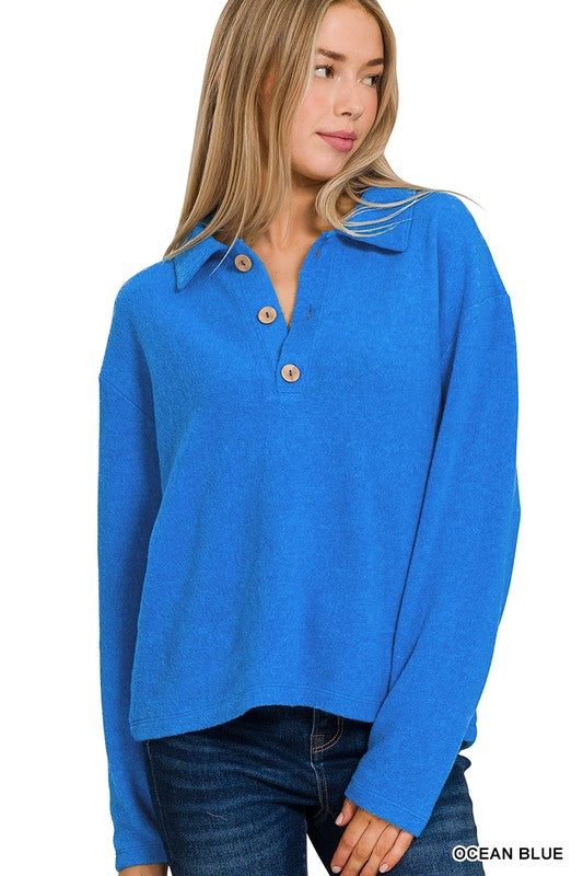 Brushed Button & Collared Sweater