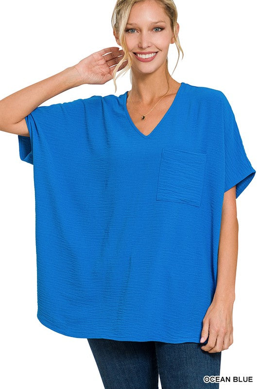 Oversized Dolman Staple Vneck Blouse