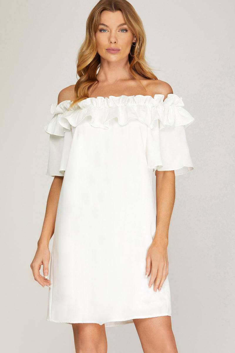 Believe Me Off the Shoulder Dress
