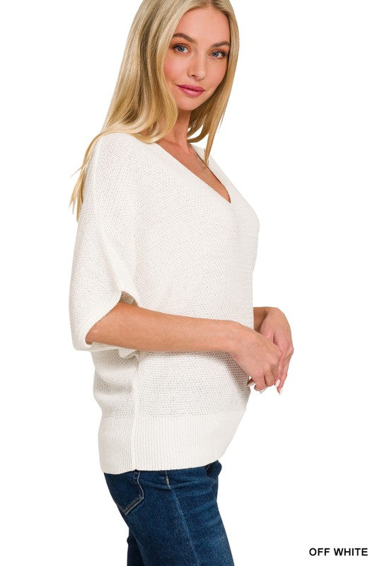Shorty's Vneck Short Dolman Sleeve Sweater